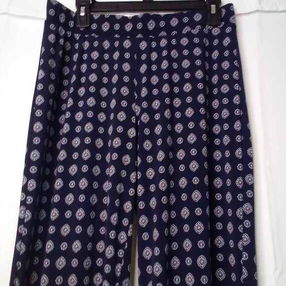 Vince Camuto Pants Women S Pull On Elastic Waist Soft Stretched Pattern Blue - Picture 9 of 16